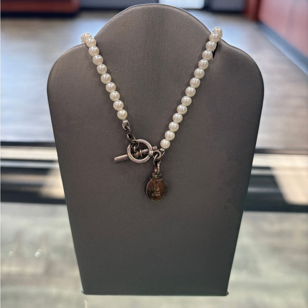 Ralph Lauren Sterling Silver Faux Pearl Necklace
